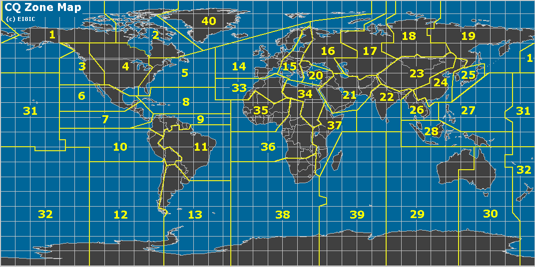 CQ Zone Map by EI8IC