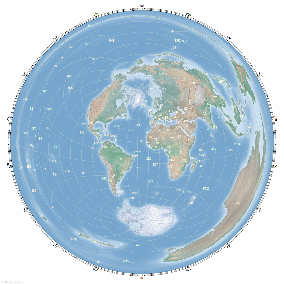 great_circle_map_for_Praia, Cape Verde