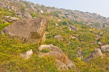 Rocks and boulders cover the hillside - Click to show bigger image in new browser