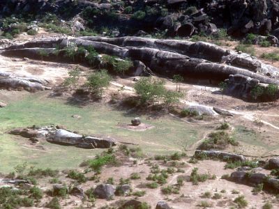 Aerial view of the Barabar Caves - Click to show full-size image in new browser