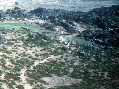 Aerial view of the Barabar Caves - Click to show full-size image in new browser