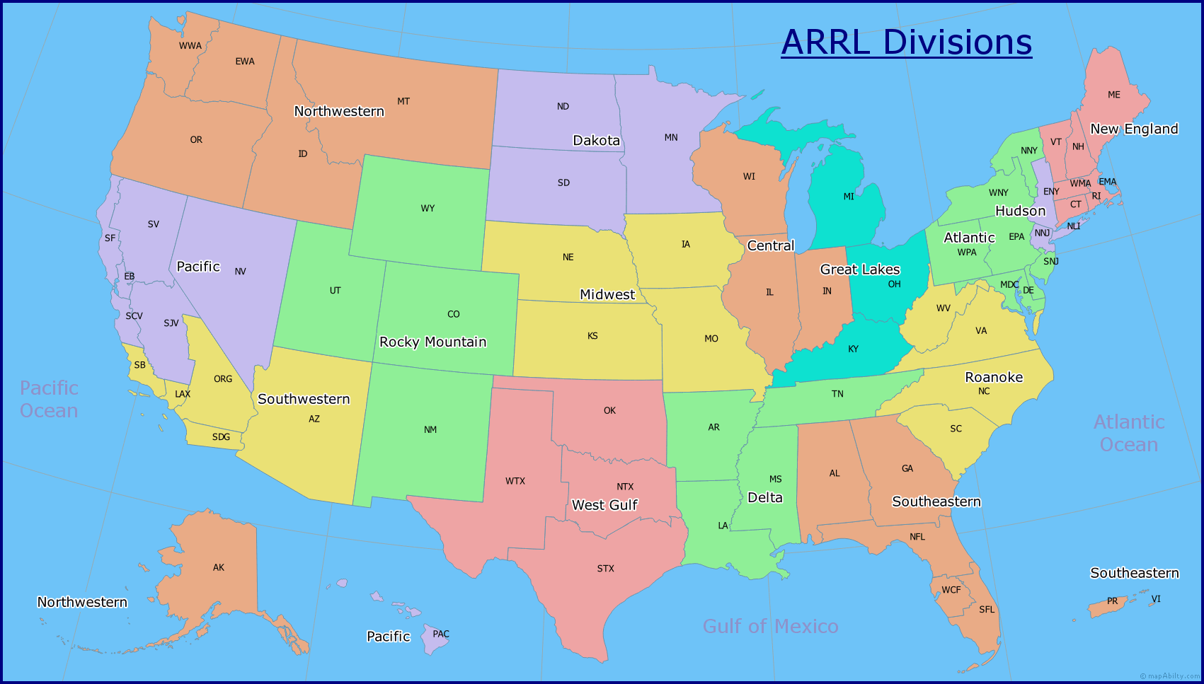 ARRL divisions map from https://www.mapability.com/ei8ic/maps/arrl_divisions.php