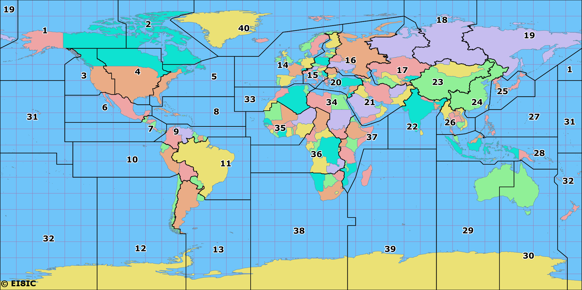 CQ Magazine zones map from https://www.mapability.com/ei8ic/maps/cqzone.php