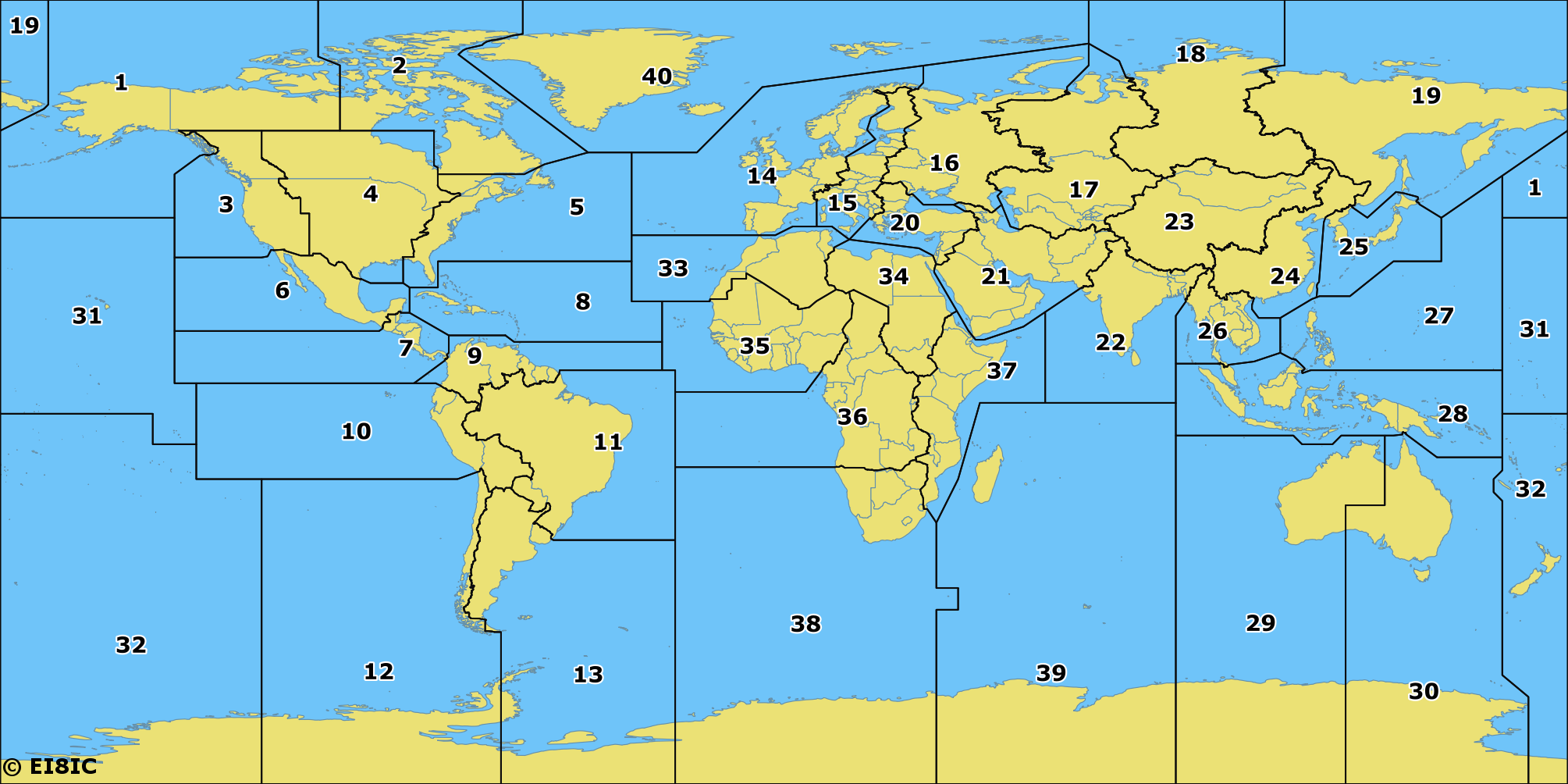 Map of CQWW Regions Click to open this map in a new browser
