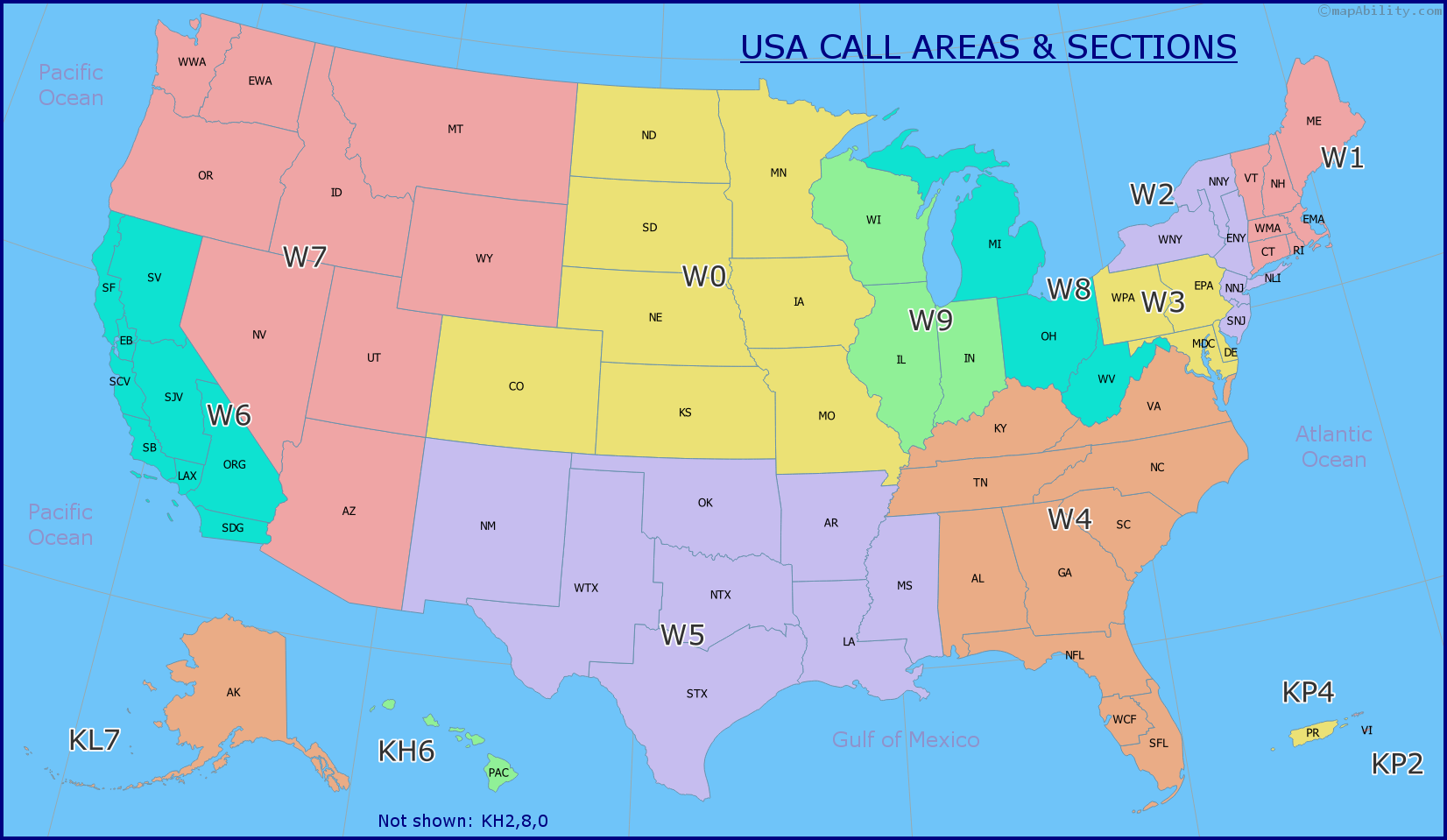 USA Call Areas and Sections