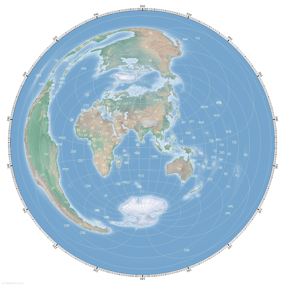 great_circle_map_for_Colombo, Sri Lanka