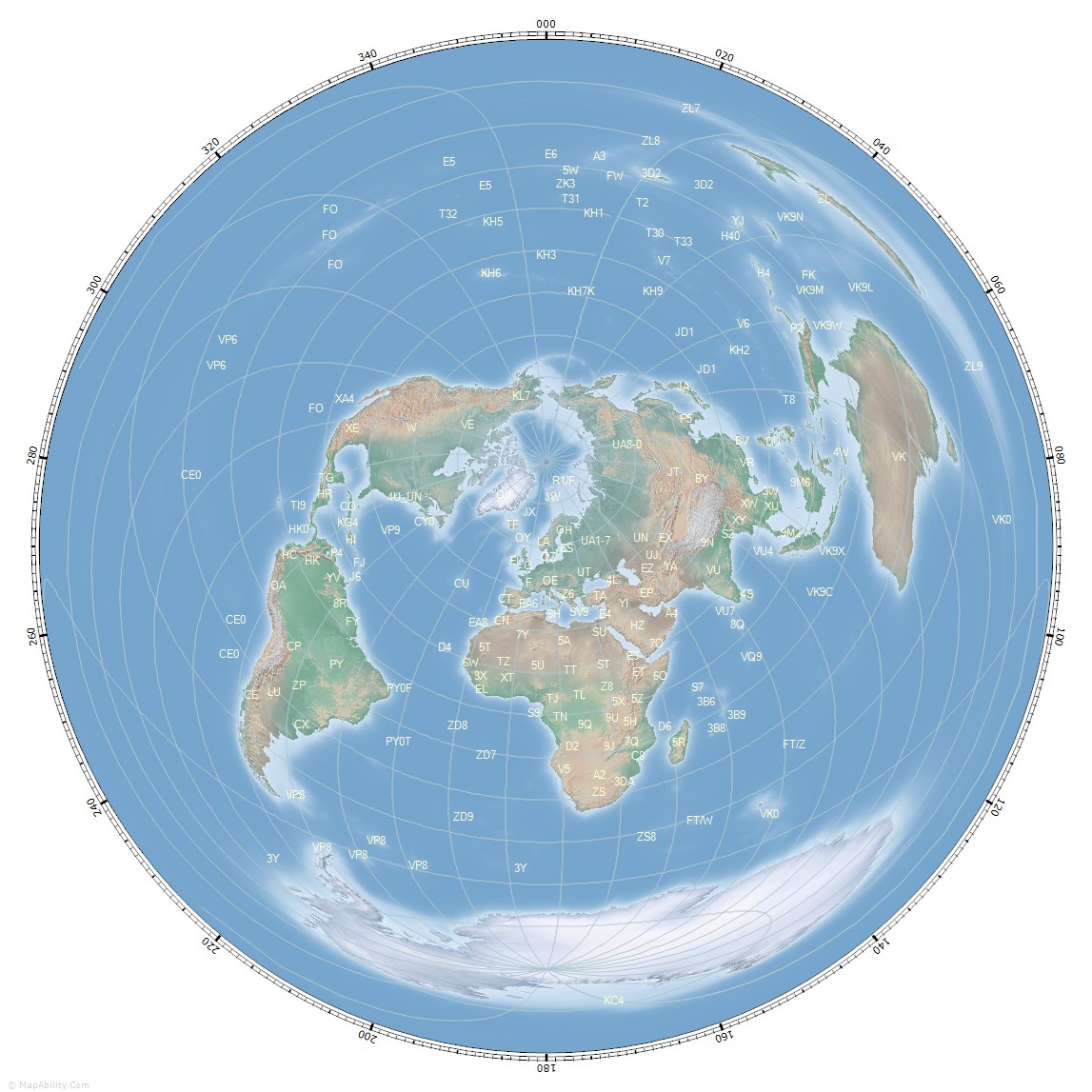 great_circle_map_for_Oslo, Norway