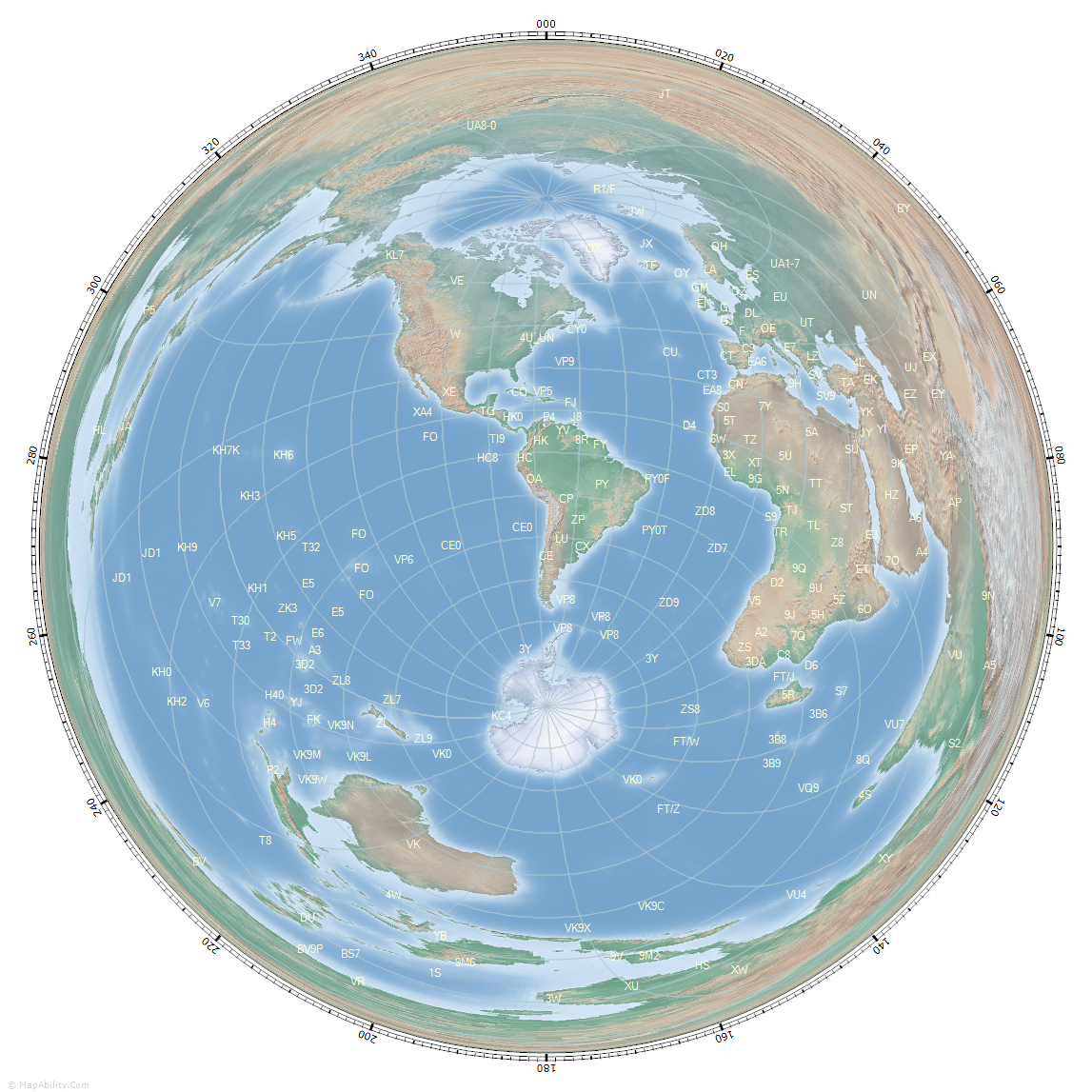 great_circle_map_for_Santiago, Chile