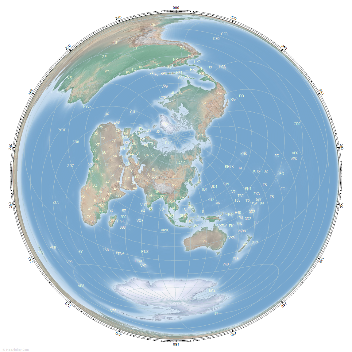 great_circle_map_for_Ulaanbaatar, Mongolia