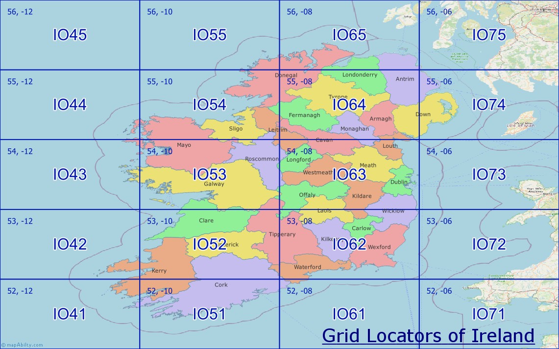 Grid Locator Map of Ireland 1141 x 713