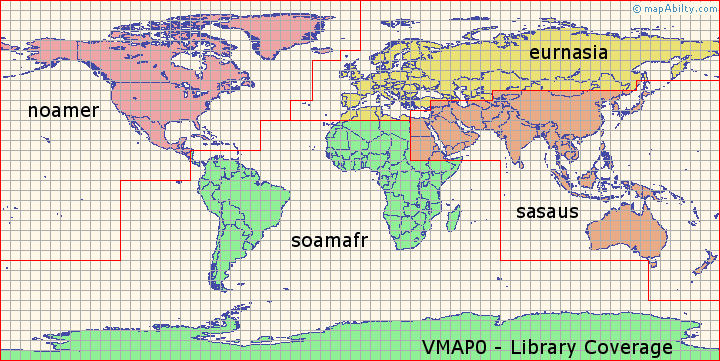 map of VMAP0 library coverage areas