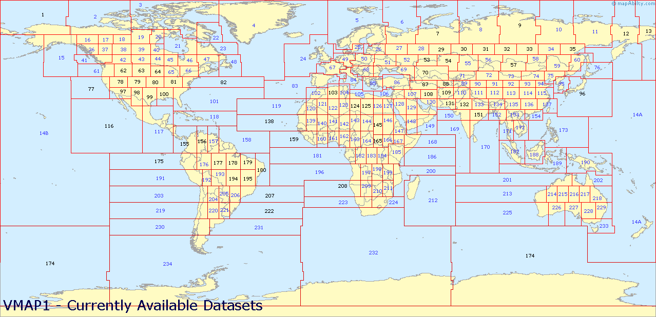 Total coverage of VMAP1 datasets