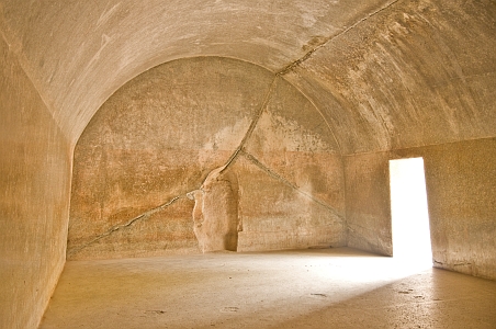 Interior of the Sudama cave, showing entrance and wall niche - Click to show bigger image in new browser