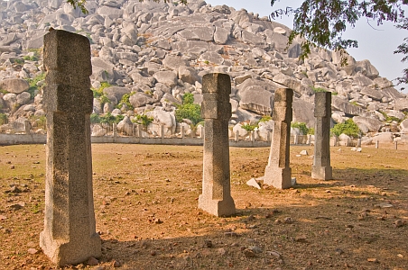 The remaining standing Mandap pillars - Click to show bigger image in new browser