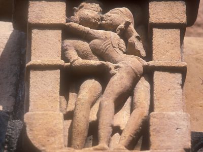 A carving at Khajuraho - Click to show full-size image in new browser