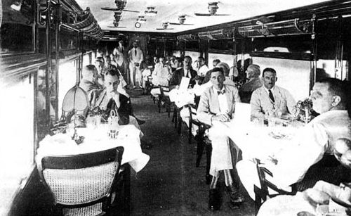 Dining car of Imperial Indian Mail in 1929 - Click here to see original image at the IRFCA gallery
