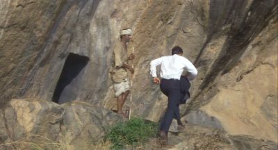 Dr Aziz And The Guide At The Right Cave Entrance - Click to show full-size image in new browser
