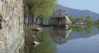 Dr Aziz's houseboat - scene looking west - Click to show full-size image in new browser